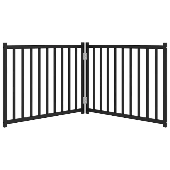 Poartă Pliabilă pentru Câini - Negru, 160 cm, Lemn Brad