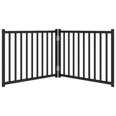 Poartă Pliabilă pentru Câini - Negru, 160 cm, Lemn Brad