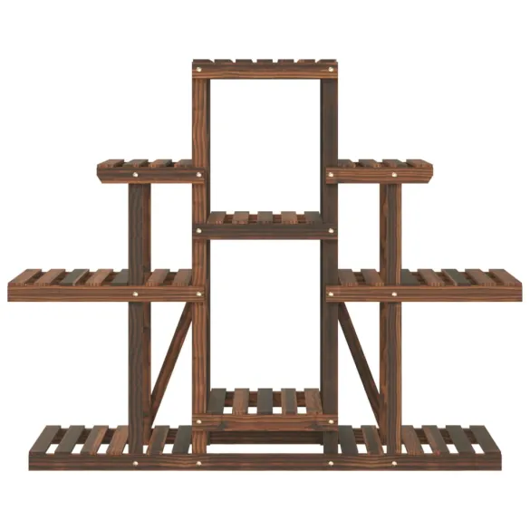 Suport Flori din Lemn Masiv - Brad Carbonizat - 110x25x96 cm