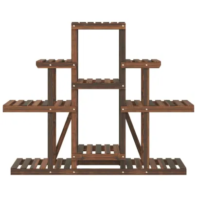 Suport Flori din Lemn Masiv - Brad Carbonizat - 110x25x96 cm