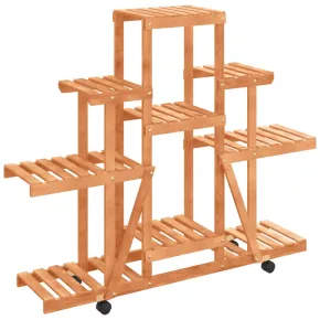 Suport cu Roti pentru Flori - Lemn Natural | Comanda Acum 2