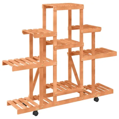 Suport cu Roti pentru Flori - Lemn Natural | Comanda Acum