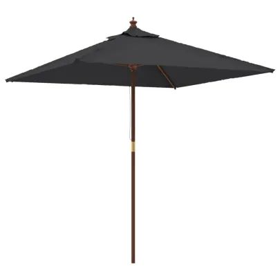 Umbrelă Soare Grădină Lemn Negru 198x198 cm | Livrare Gratuită