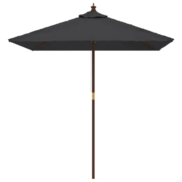 Umbrelă Soare Grădină Lemn Negru 198x198 cm | Livrare Gratuită