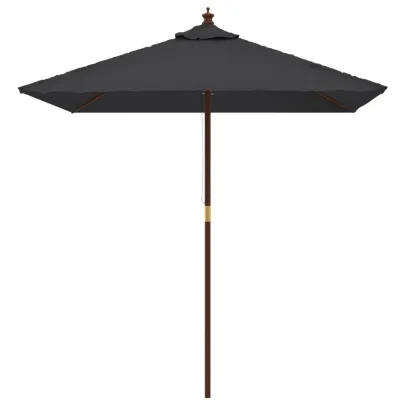 Umbrelă Soare Grădină Lemn Negru 198x198 cm | Livrare Gratuită