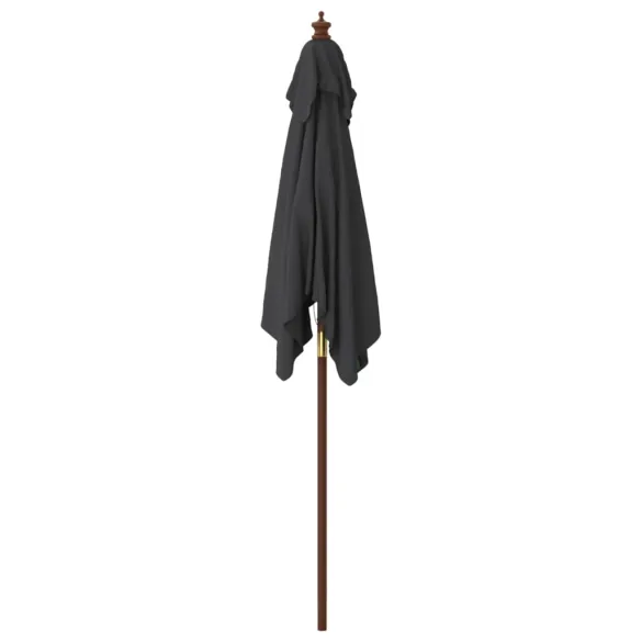 Umbrelă Soare Grădină Lemn Negru 198x198 cm | Livrare Gratuită