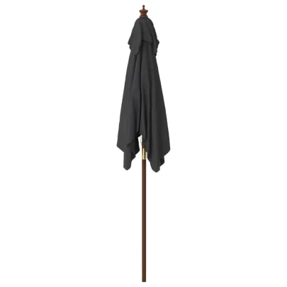 Umbrelă Soare Grădină Lemn Negru 198x198 cm | Livrare Gratuită