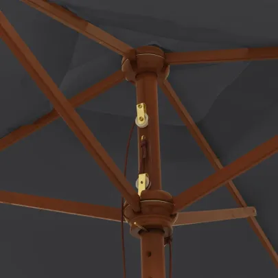 Umbrelă Soare Grădină Lemn Negru 198x198 cm | Livrare Gratuită