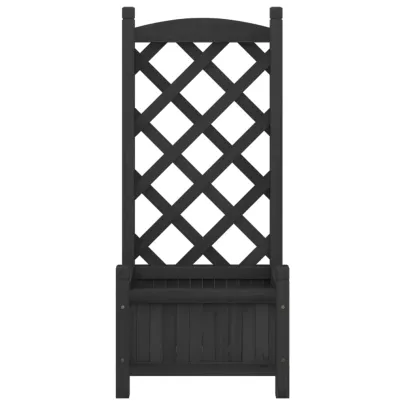 Jardinieră cu Spalier Negru - Lemn Masiv de Brad | Comandă Acum