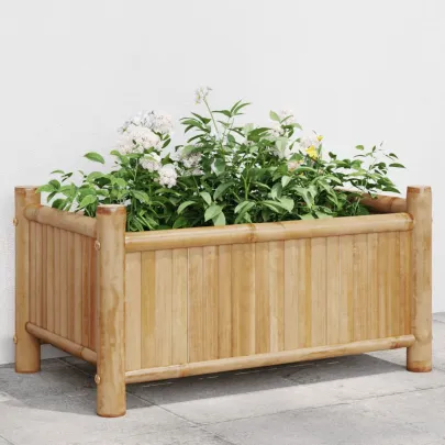 Jardinieră Bambus Naturală - 50x30x25 cm | Livrare Gratuită