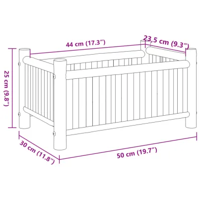 Jardinieră Bambus Naturală - 50x30x25 cm | Livrare Gratuită