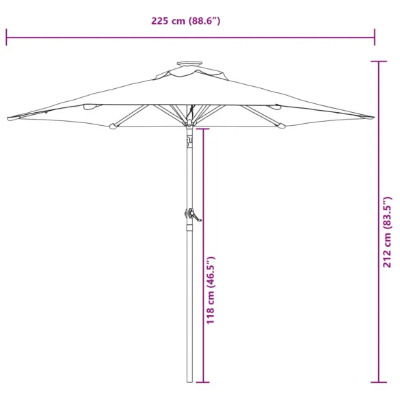 Umbrelă Grădină Oțel Antracit 225x225 cm | Livrare Gratuită