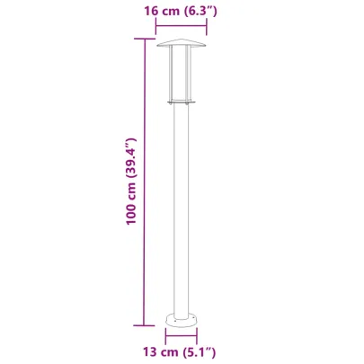 Lampă Exterioară Podea Negru 100 cm Oțel Inoxidabil