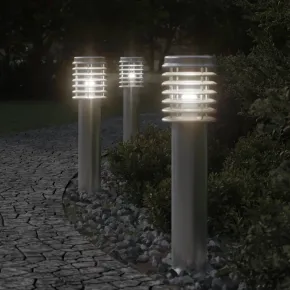 Lampă Podea Exterior Argintiu | Oțel Inoxidabil IP44