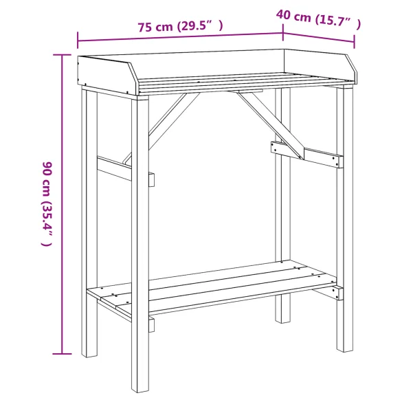 Masă Plantare Grădină Acacia - Lemn Masiv Pin | Livrare Gratuită