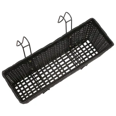 Jardinieră Ratan Balcon 50 cm - 2 buc - Negru | Livrare Gratuită