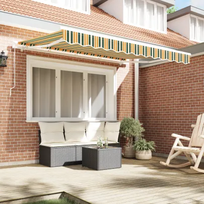 Material Umbră Marchiză 3x2.5 m - Verde-Galben | Livrare Gratuită