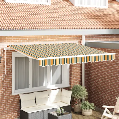 Material Umbră Măsuță 3.5x2.5m Verde-Galben | vidaXL