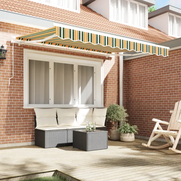 Material Umbră Măsuță 3.5x2.5m Verde-Galben | vidaXL