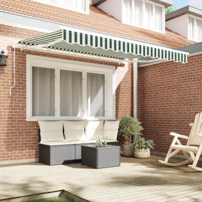 Material Marchiză 3x2.5 m Verde-Alb | Livrare Gratuită