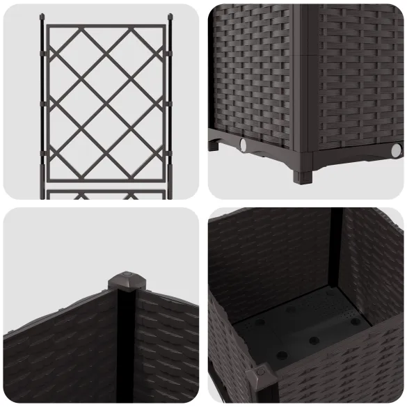 Jardinieră Grădină cu Spalier - Maro 40x40x143 cm