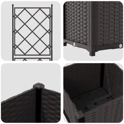 Jardinieră Grădină cu Spalier - Maro 40x40x143 cm