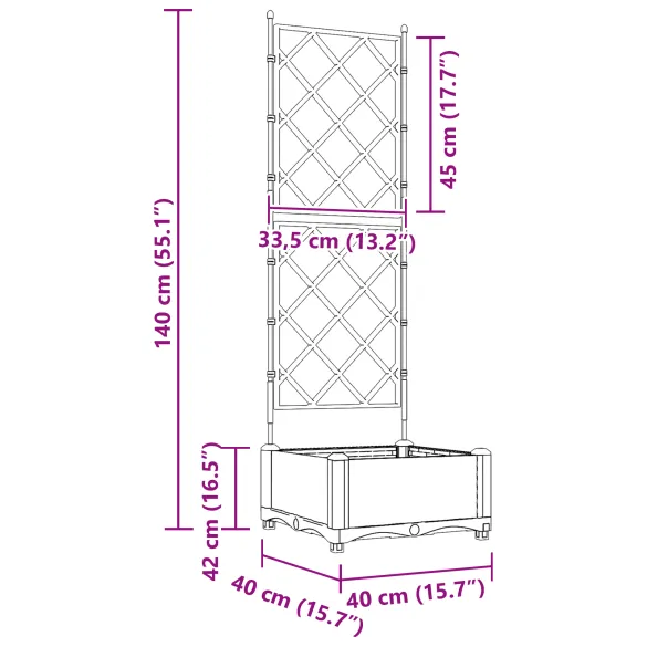 Jardinieră Grădină cu Spalier Negru - 40x40x125.5 cm