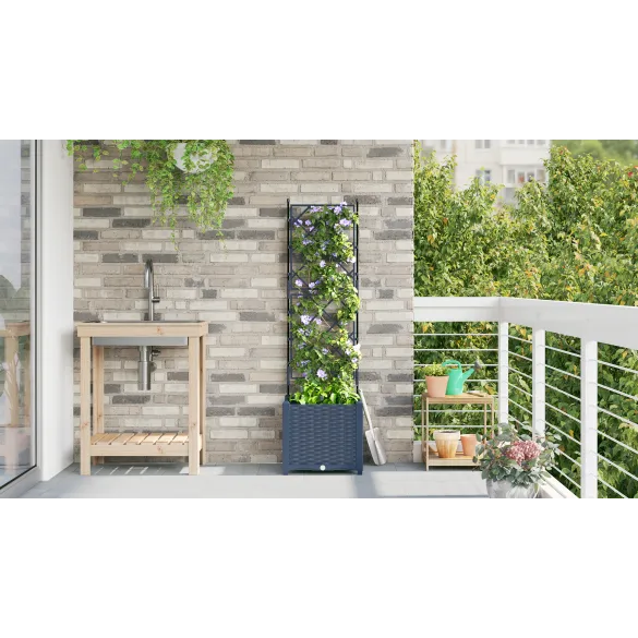 Jardinieră Grădină cu Spalier - Gri - 40x40x143 cm