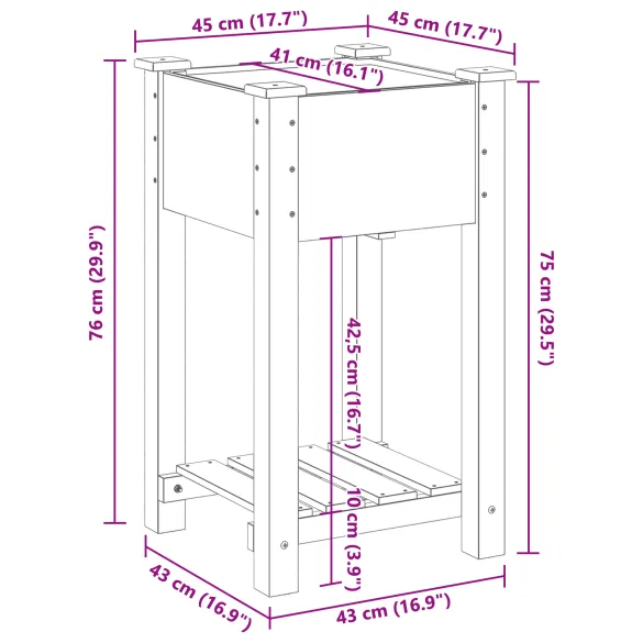 Jardinieră cu raft lemn masiv de brad - Interior/Exterior