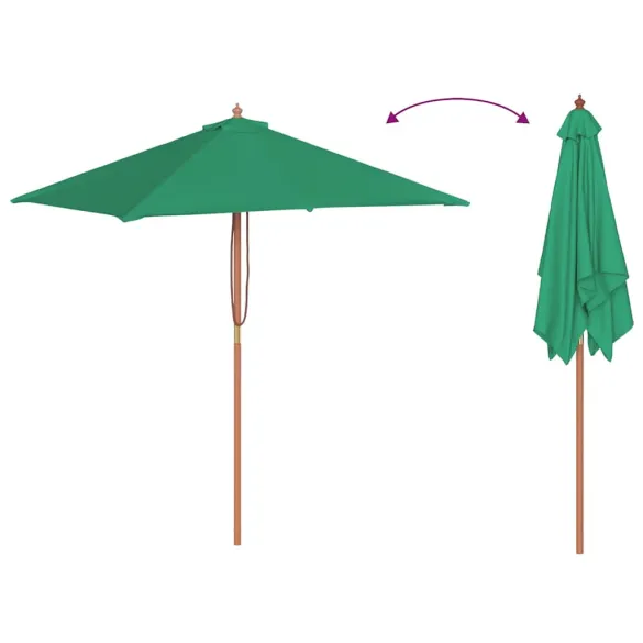 Umbrelă de soare exterior lemn 150x200 cm verde | Livrare gratuită
