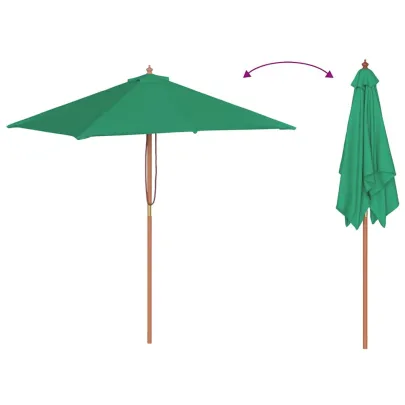 Umbrelă de soare exterior lemn 150x200 cm verde | Livrare gratuită