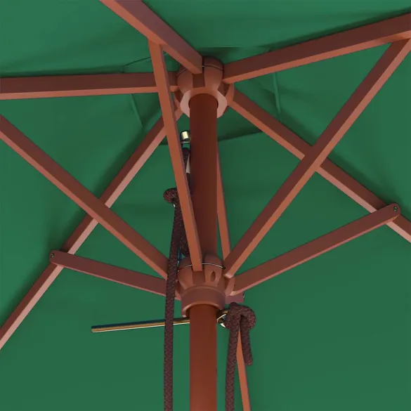 Umbrelă de soare exterior lemn 150x200 cm verde | Livrare gratuită
