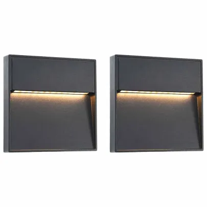 Lămpi LED Perete Exterior - 2 bucăți - Negru - 3W