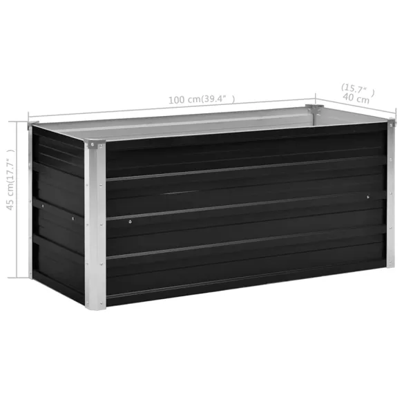 Strat Înălțat Grădină Antracit 100x40x45 cm - Oțel Galvanizat