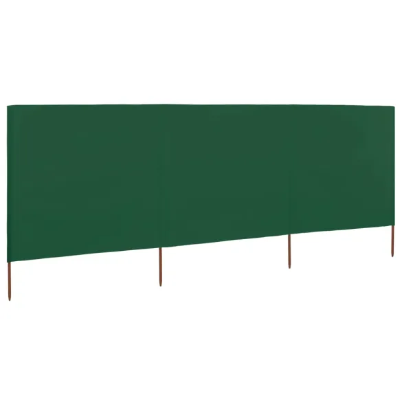 Paravan Anti-Vânt Verde 3 Panouri Textil 400x80 cm