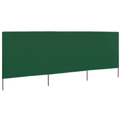 Paravan Anti-Vânt Verde 3 Panouri Textil 400x80 cm