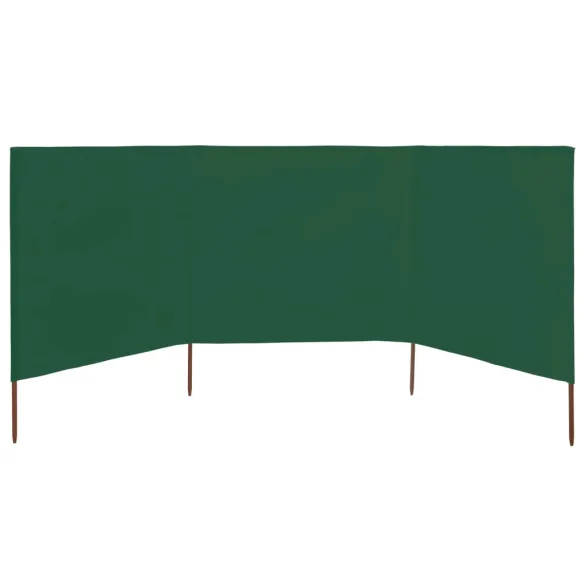 Paravan Anti-Vânt Verde 3 Panouri Textil 400x80 cm