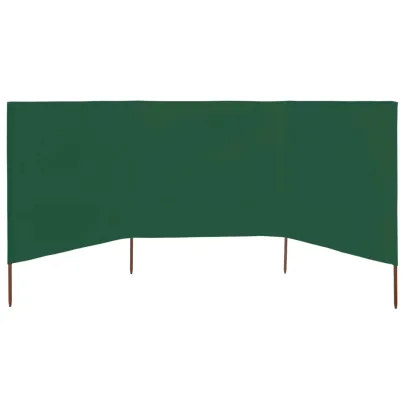 Paravan Anti-Vânt Verde 3 Panouri Textil 400x80 cm