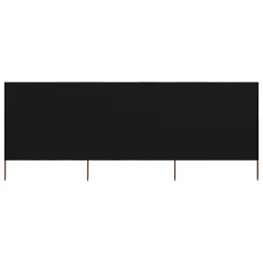 Paravan Anti-Vânt 3 Panouri Negru | 400x120 cm | Textil