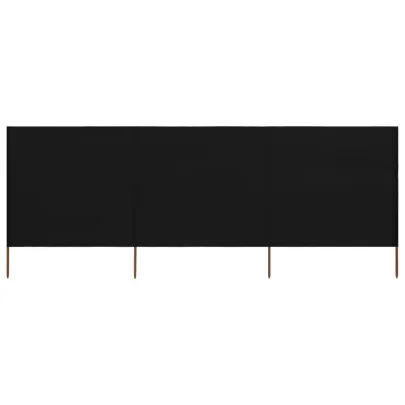 Paravan Anti-Vânt 3 Panouri Negru | 400x120 cm | Textil