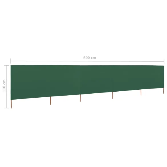 Paravan Anti-Vânt Verde 5 Panouri - 600x80 cm - Textil