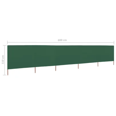 Paravan Anti-Vânt Verde 5 Panouri - 600x80 cm - Textil