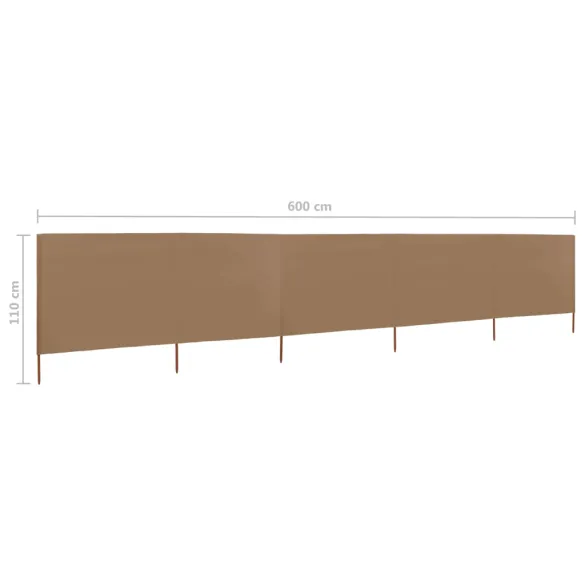 Paravan Anti-Vânt 5 Panouri Gri Taupe 600x80 cm Paravan Anti-Vânt 5 Panouri Gri Taupe 600x80 cm