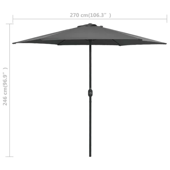 Umbrelă de soare grădină cu stâlp aluminiu - Antracit 270x246 cm