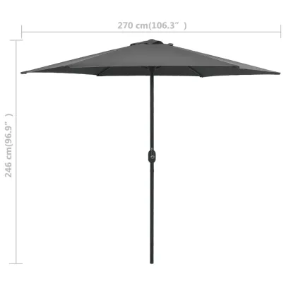 Umbrelă de soare grădină cu stâlp aluminiu - Antracit 270x246 cm