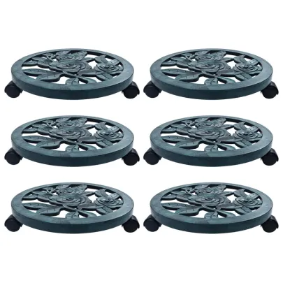 Suporturi cu Role pentru Plante - 6 buc, Verde, 38 cm