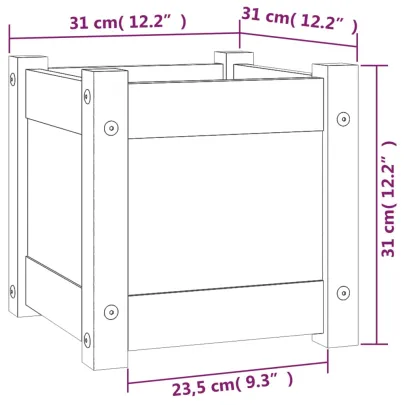 Jardiniere Grădină Lemn Masiv - 2 bucăți - 31x31x31 cm