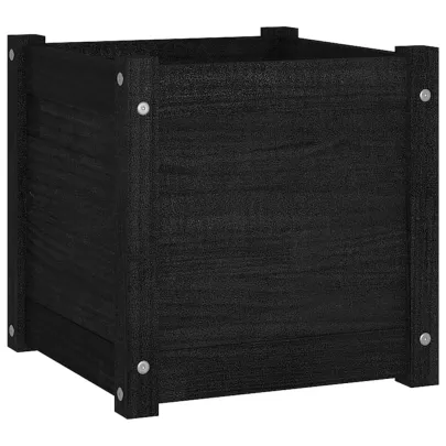 Jardinieră Grădină Lemn Masiv Pin Negru 40x40x40 cm
