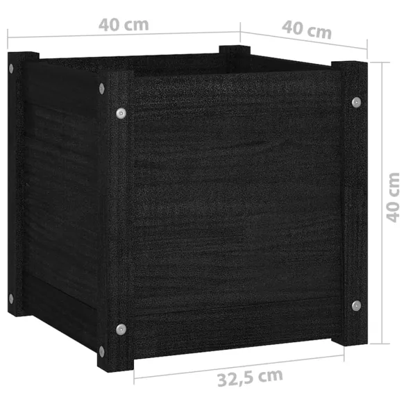 Jardinieră Grădină Lemn Masiv Pin Negru 40x40x40 cm