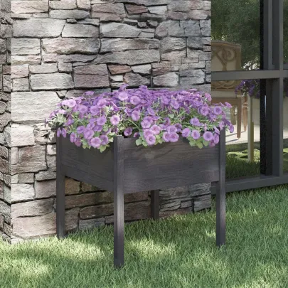 Jardinieră Grădină Gri - Lemn Masiv de Pin 70x70x70 cm